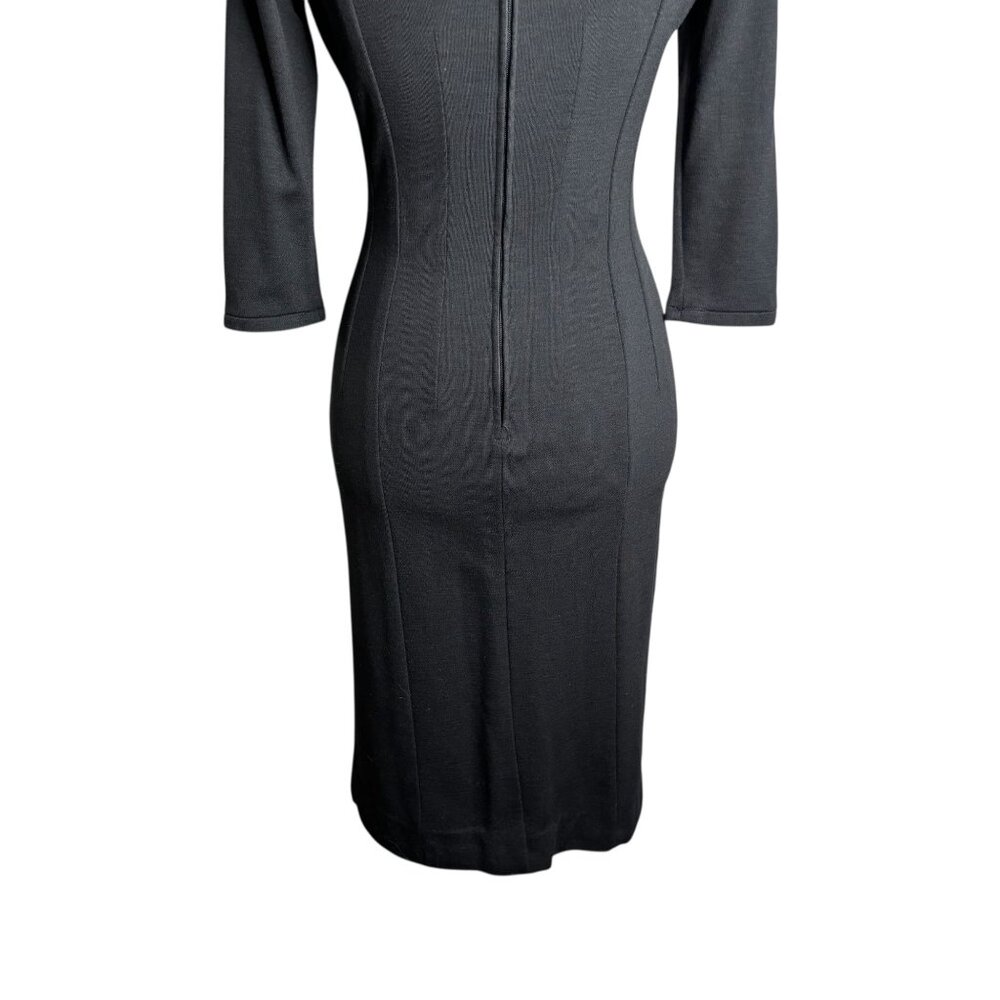 Vintage 60s Betty Barclay Pencil Dress S Black Wiggle Midi Zipper Union Made - Picture 8 of 11